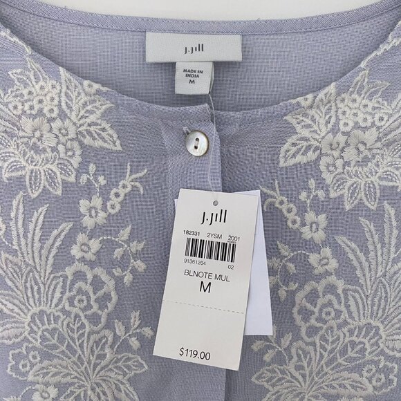 J. Jill Long Button Up Tunic, Beach Coverup, Breezy Dress - lt. blue/periwinkle - Picture 9 of 11